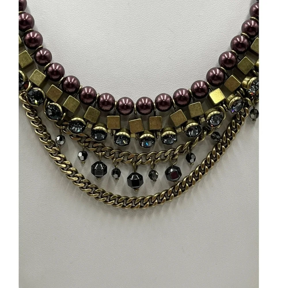 Silpada Blue Violet Necklace Glass Pearls Hematite Crystals KRN0033 18”